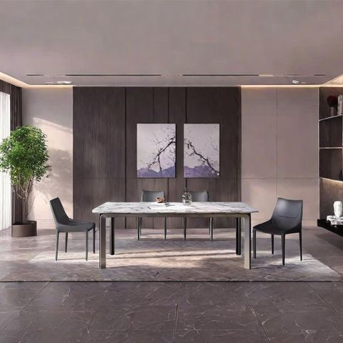 Greyleigh Minimalism Light Luxury Marble Dining Table Sets Rectangular ... with regard to Marble Dining Table Selection Guide for Architects and Facility Managers